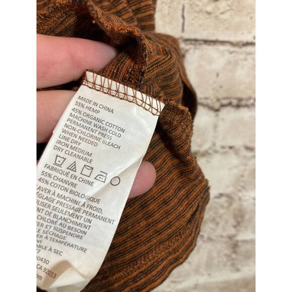 PrAna Romper Womens Large Rust Brown Striped Hemp & Organic Cotton Lightweight - Picture 15 of 15